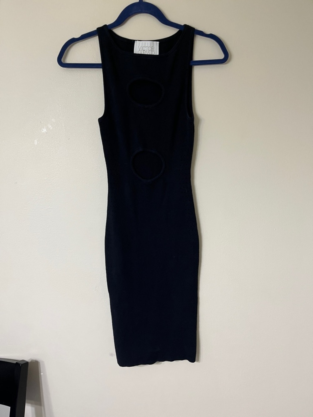 Victor Glemaud Black Midi Dress with Circular Cutouts